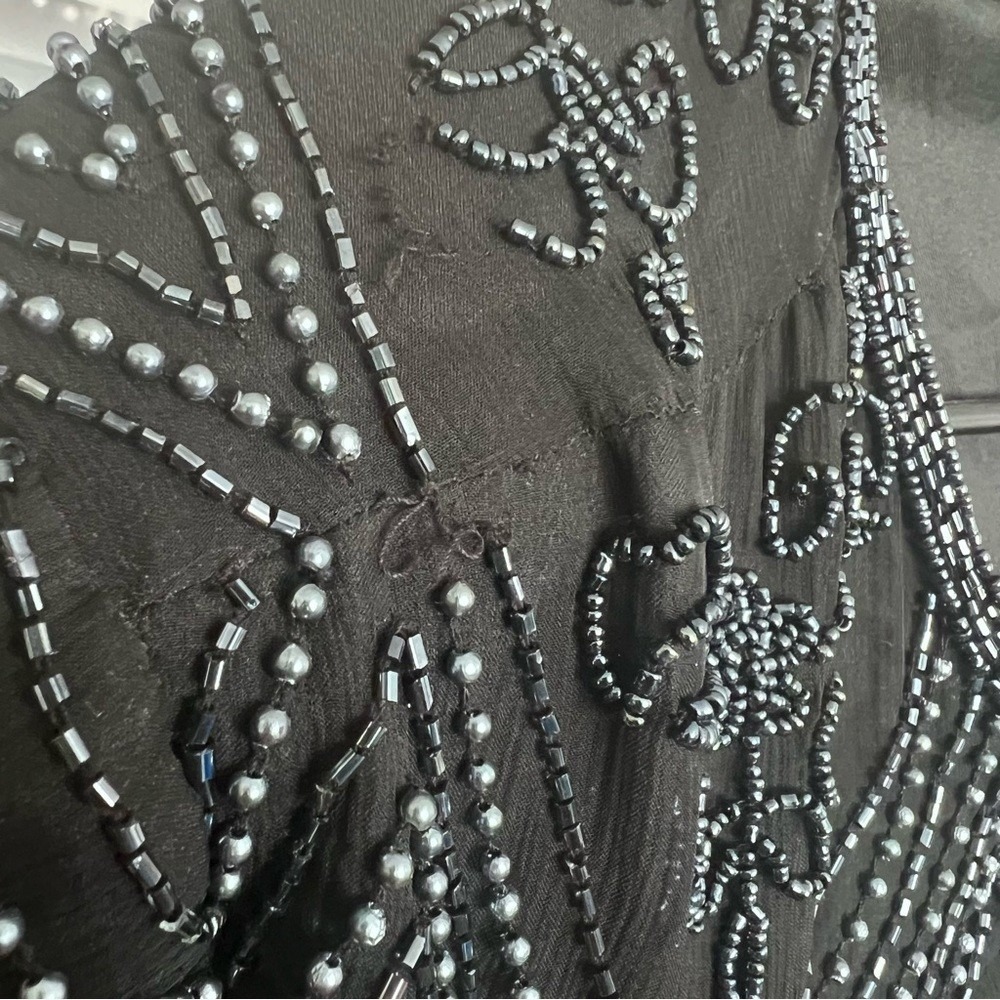VTG Papell Boutique Evening Beaded Top SZ L Blk/Grey Wedding Party Glam Retro - Picture 8 of 10